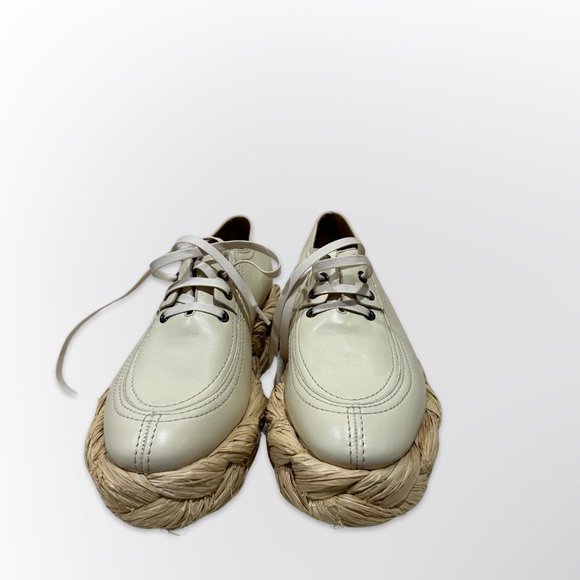 Iconic Clergerie Size 40 Chic Leather Lace-Up Espadrille Flats with braided base - Picture 2 of 9